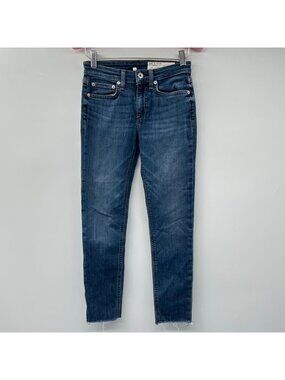 Rag & Bone Cate Mid-Rise Skinny Jeans Womens Size 23 Raw Hem Med Wash